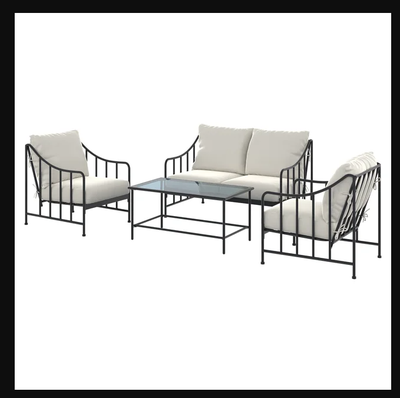 Moving Sale: 4-Piece Steel Outdoor Conversation Set with Cushion, View more