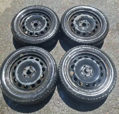 Genuine VW 16inch steel rims, has set of old Viking Norway 205/55/R16 Snow Tires mounted. Selling fo...
