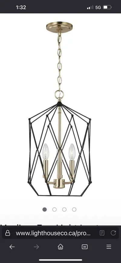 New Black & Brass Lantern Pendant Light – 3-Light, Hardwired, View more