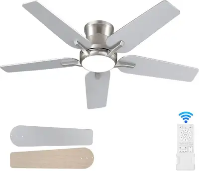 POCHFAN 42" Ceiling Fan with Light, Flush Mount, 6 Speed, View more