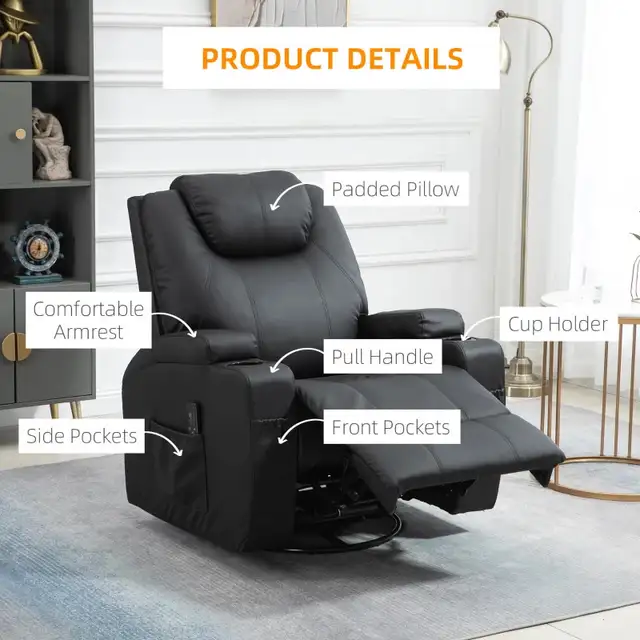 Rocking Massage Recliner Chair, Swivel Nursery Rocker Chair in Chairs & Recliners in Markham / York Region - Image 10