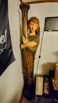 Solid hand carved  Angel with candle holder from Cathedral in To
