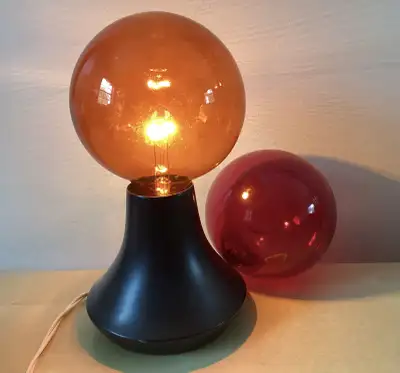 2 VTG SYLVANIA FAT ALBERT Globe Bulbs (Red & Orange) & Lamp Base, View more