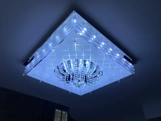 Striking 32”x32” Modern Crystal LED Chandelier / Flush Mount in Indoor Lighting & Fans in Oshawa / Durham Region - Image 5