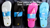 Flip flops, four pairs, NEW, Size Large
