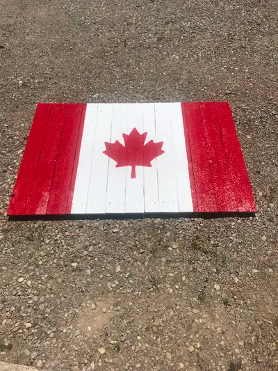 Wood Canadian flags, View more