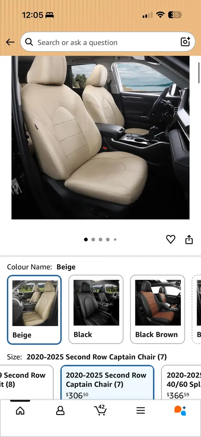 Toyota Highlander 2020–2025 Seat Covers – Beige – 7 Seater in Other in Kitchener / Waterloo - Image 2