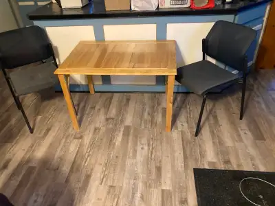 Table and two chairs, View more