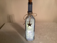 LIGHTED FROSTED GLASS WINE BOTTLE DECANTER