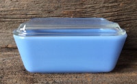 Vintage Pyrex Delphite Blue Refrigerator Dish with Lid