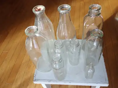3 baby bottles 5 Cream Milk bottles 1 other $5 Each Cash only Deer Ridge S.E.