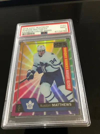 Auston Matthews OPC platinum rookie rainbow Color Wheel PSA 9, View more