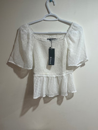 Allegra K white blouse top sz S