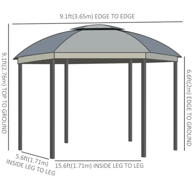  12' x 12' Outdoor Gazebo Canopy, Dome Patio Gazebo Netting Side in Patio & Garden Furniture in Markham / York Region - Image 4