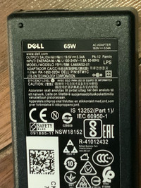 Dell Power Supply 19.5V  3.34A  65W, NEW-Original