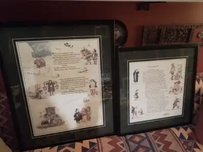 Two comical prints signed by David Downe, View more