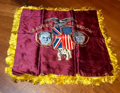 +++++PRICE REDUCED+++++ This is a rare piece of history — made of silk or similar bright red fabric...