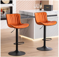 Set of 2 barstools swivel chair gorgeous orange faux leather
