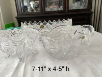 ❤️$45 for 3 Oval Shape Footed Crystal Bowls 7-11"