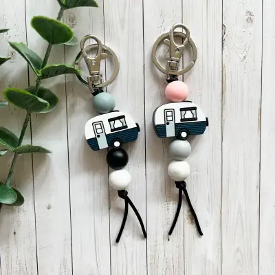 Cute silicone beaded keychains, pens, wristlets, lanyards, View more