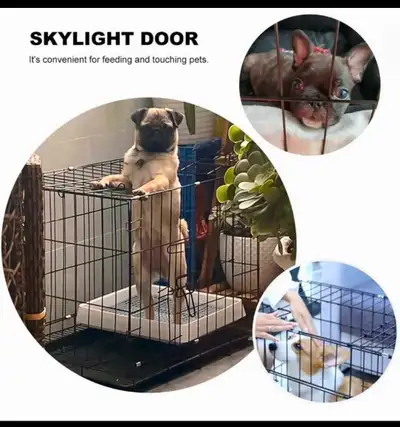 Voici une cage pliable à 2 portes et plateau de dégâts pour animaux de compagnie en parfait état, id...