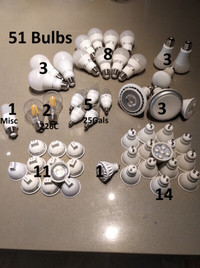 LED Bulbs LOT- Various Models, 51 Bulbs
