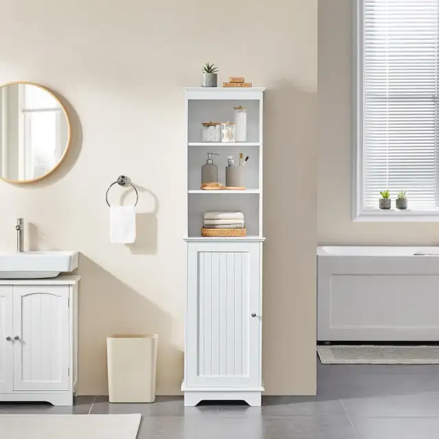 Freestanding Tall Slim Storage Cabinet with 3 Shelves & Door in Home Décor & Accents in Markham / York Region - Image 2
