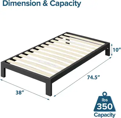Base de lit métal simple / Metal Twin bed frame, View more