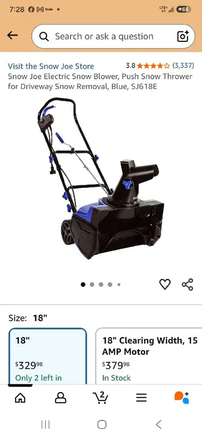 Snow Joe Electric Snow Blower SJ618E, View more