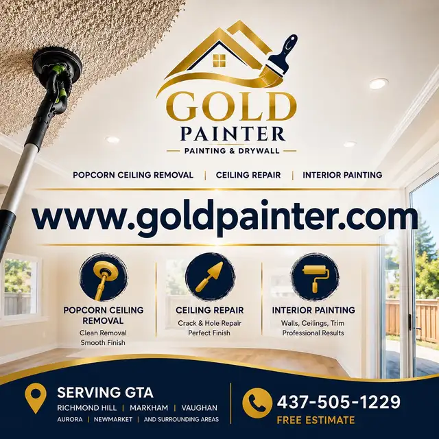 Popcorn Removal, Drywall repair, Painting