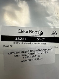 Small Clear Zip Lock , Sealable Poly Bags, 5' x 7"
