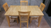 Butcher Block Dining Table with Leaf & 4 Chairs