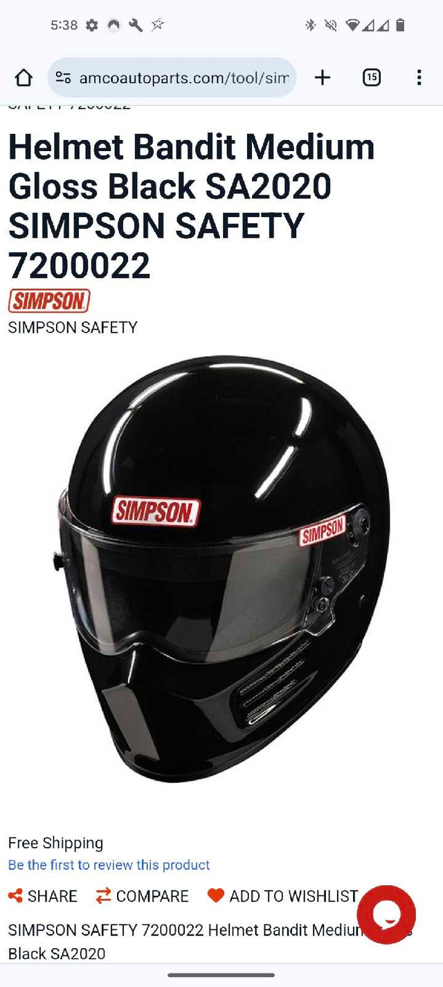 **NEUF** SIMPSON SUPER BANDIT - Motorcycle Helmet Casque moto dans Vêtements, chaussures et accessoires  à Saguenay - Image 2