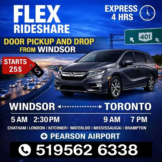 ☎️☎️☎️ 5am & 3pm DAILY WINDSOR ↔️ TORONTO special  in Rideshare in Windsor Region - Image 2