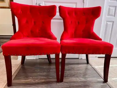 A Pair (2) Red Accent Chairs, View more