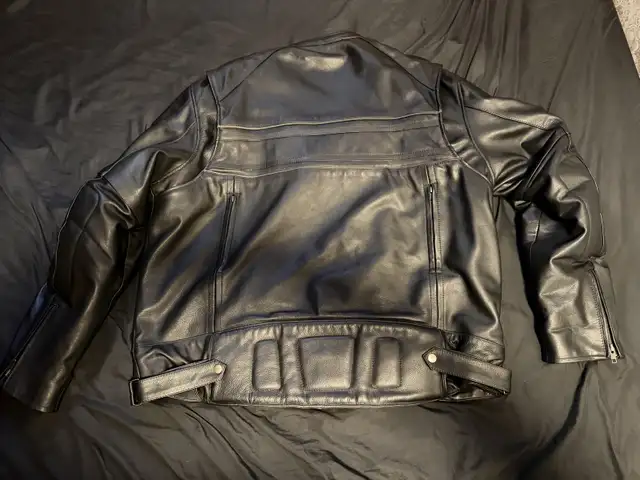 Men’s Black Heavy Duty Leather Jacket 3xl Cafe Racer in Men's in Edmonton - Image 4