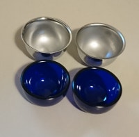 Vintage Footed Open Salt Cellars with Cobalt Glass Inserts