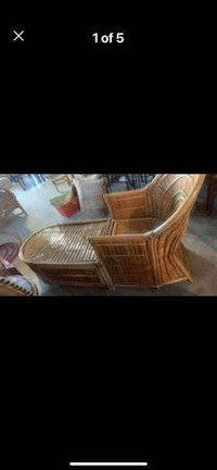 Vintage rattan chaise lounger
