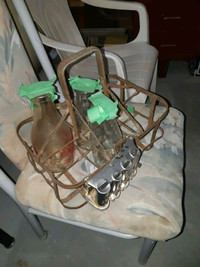 Milk bottles with rack and coin changer
