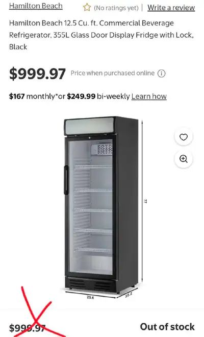 Hamilton Beach 12.5 Cu. ft. Commercial Beverage Refrigerator, View more