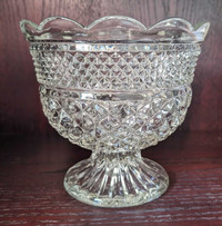 Vintage Pedestal/Footed Crystal Glass Serving/Fruit Bowl