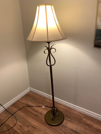 Bronze floor lamp with ivory shade