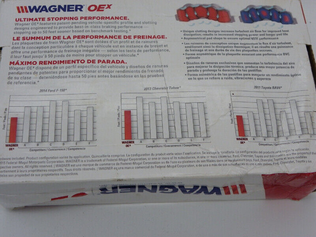 Wagner OEx brake pads for 2014 F-150, 2013 Tahoe & 2011 Rav4 in Other Parts & Accessories in Gatineau - Image 2