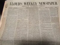 1861 DEC. 8 NEWSPAPER LLOYD'S WEEKLY NEWSPAPER 160 YRS OLD