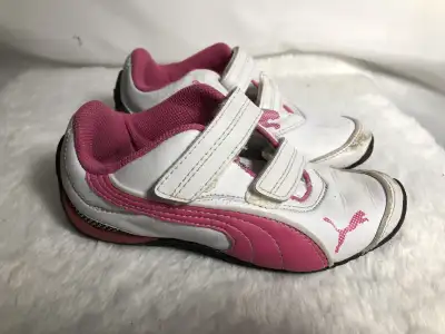 Girls White/Pink Puma Shoes. Size 11, View more