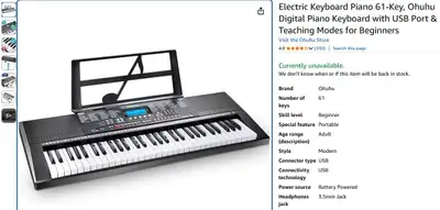 Electric Keyboard Piano 61-Key & Piano stand, View more
