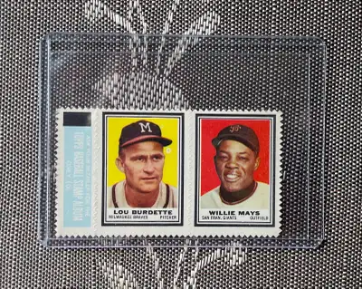 1962 Topps Baseball Stamp Album Panel LOU BURDETTE WILLIE MAYS, View more