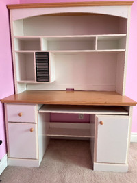 Desk with Keyboard Tray Drawers and Hutch