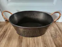Large dark brown metal ice bucket