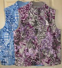 Ladies Printed Fleece Vest Pink/Blue Size L/P (12-14) NEW Choice